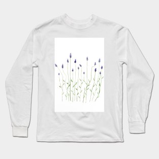 Minimalist Lavender Floral Watercolour Long Sleeve T-Shirt